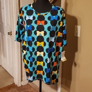 Lularoe Disney Minnie Mouse Green& Black Shirt, Size XS